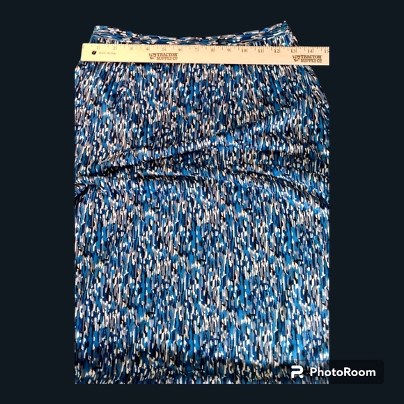 Diane von Furstenburg vintage pencil skirt, blue & greys, size 2 - Picture 3 of 7